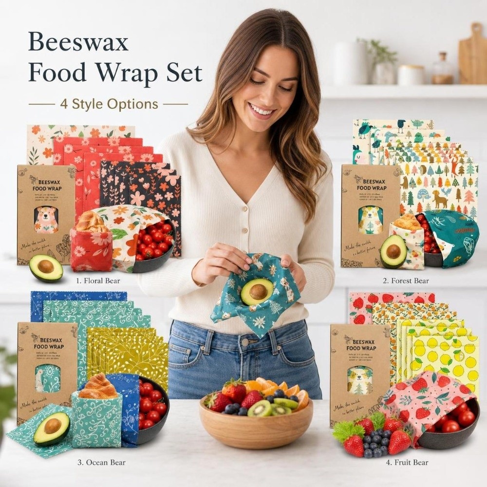 Beeswax Food Cover - 9 peças de envoltório de cera