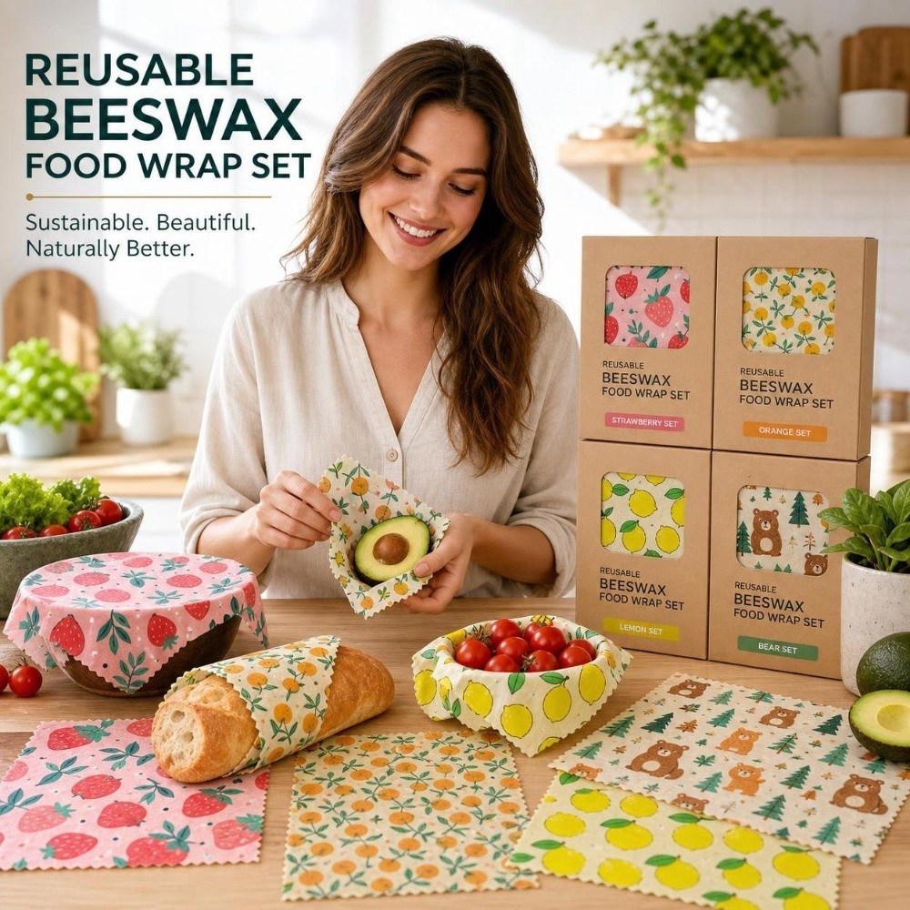 Beeswax Food Cover - 9 peças de envoltório de cera